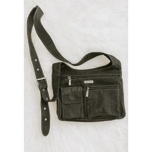 90s Vintage Eddie Bauer Black Multi Compartment Crossbody Bag Large Y2K Grunge